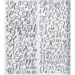 Alphabet Stickers feutrine pailletés Argent - 177 pièces