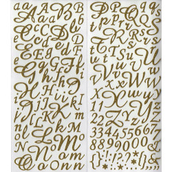 Alphabet Stickers feutrine pailletés Or - 177 pièces