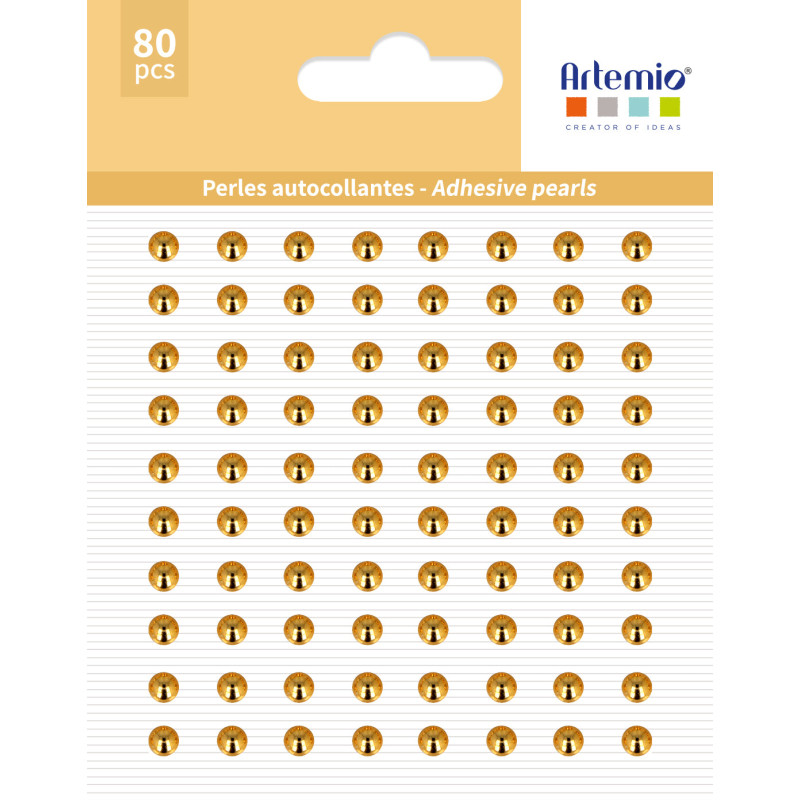 80 perles adhésives or