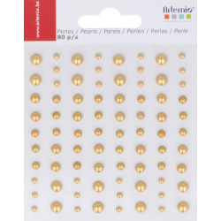 80 perles adhésives or diamètres assortis