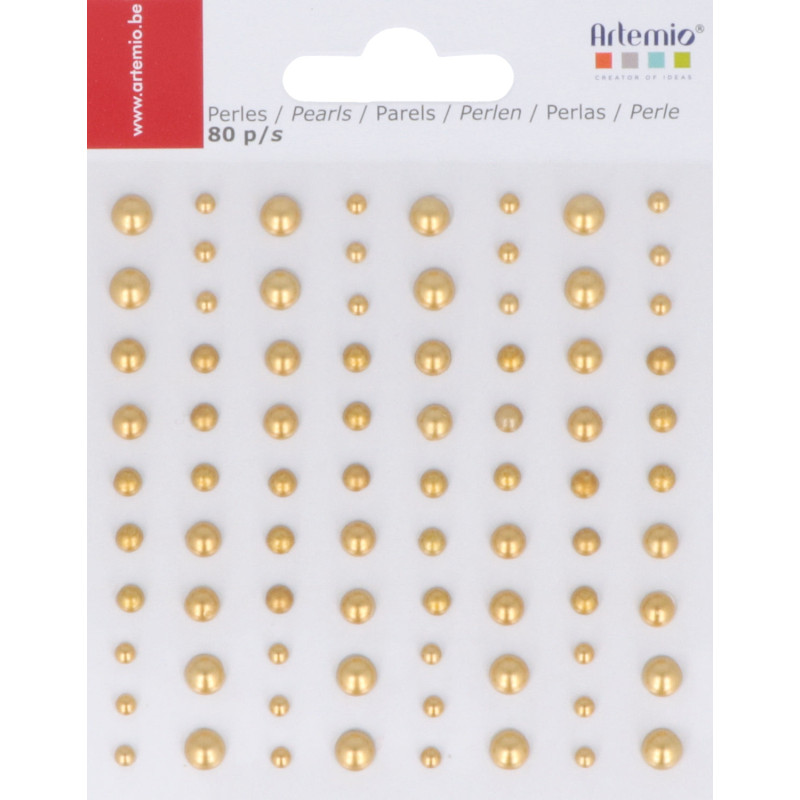 80 perles adhésives or diamètres assortis