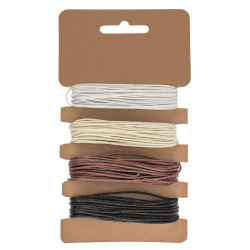 Ficelle en coton 4x3m; Ø 1mm beige/blanc/brun/noir
