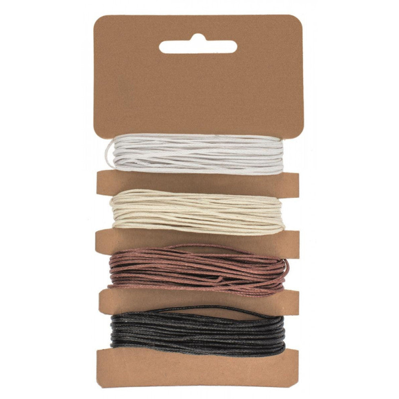 Ficelle en coton 4x3m; Ø 1mm beige/blanc/brun/noir