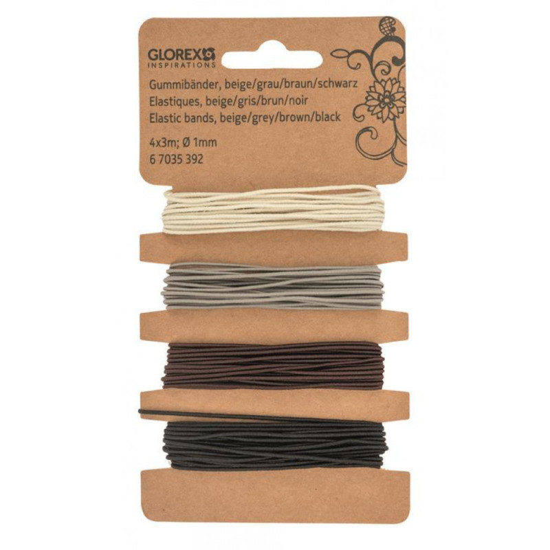 Elastiques 4x3m; Ø 1mm beige/gris/brun/noir
