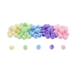 Lot de 100 pompons à trou - 5 couleurs pastels assorties