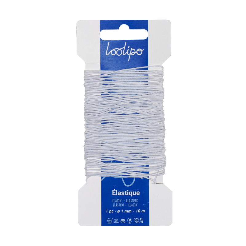 Carte fil élastique masque blanc 1,1 mm x 10 ml