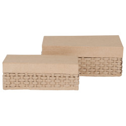Papier mâché déco Boîte tréssée rectangle x2