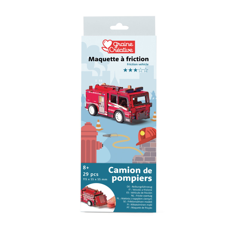 Maquette bois 3D véhicule Camion de pompiers