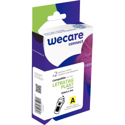 Pack de 2 letratag plastique noir sur jaune 12 x 4 m compatible