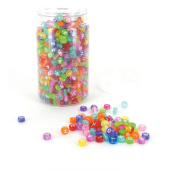 Perles de rocailles - Transparentes, alphabet, pot de 1200g