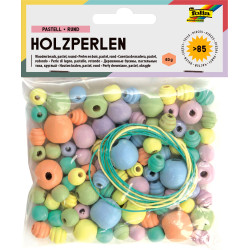 Perles en bois couleurs pastel