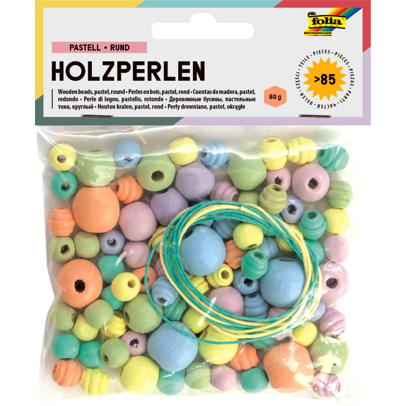 Perles en bois couleurs pastel