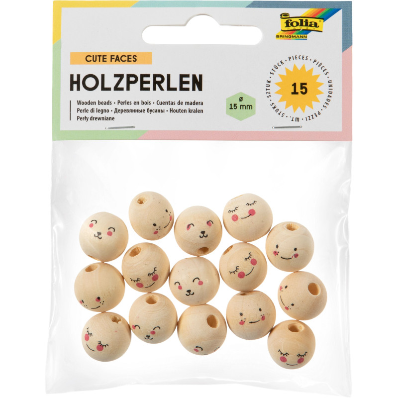 Perles en bois visages mignons