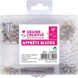 Coffret d'apprêts bijoux couleur argent - 407 pèces