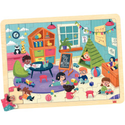 Lot de 4 puzzles à cadre en bois 48 pièces, thèmes divers