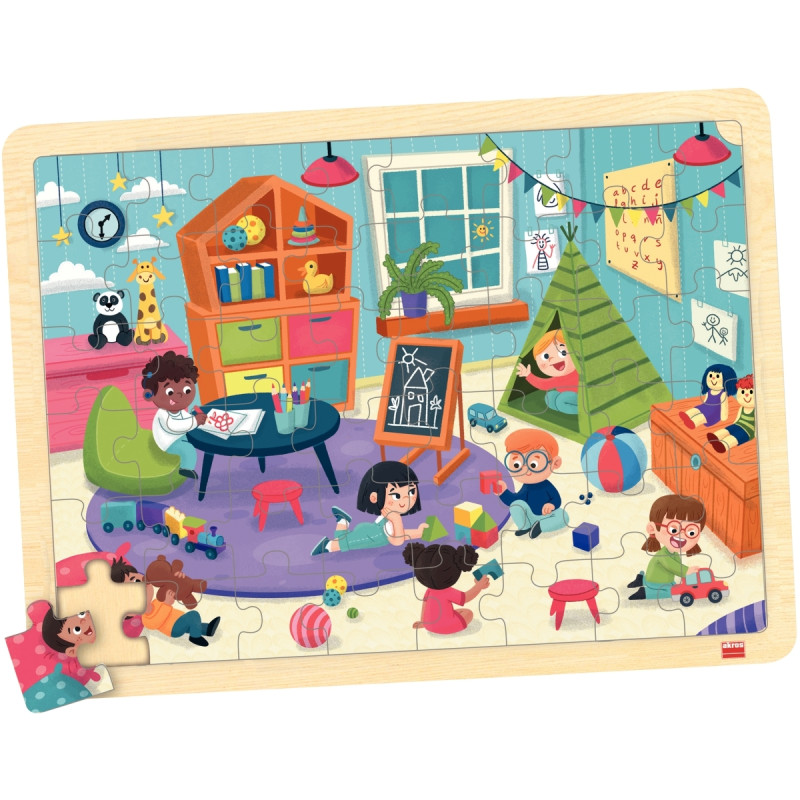 Lot de 4 puzzles à cadre en bois 48 pièces, thèmes divers