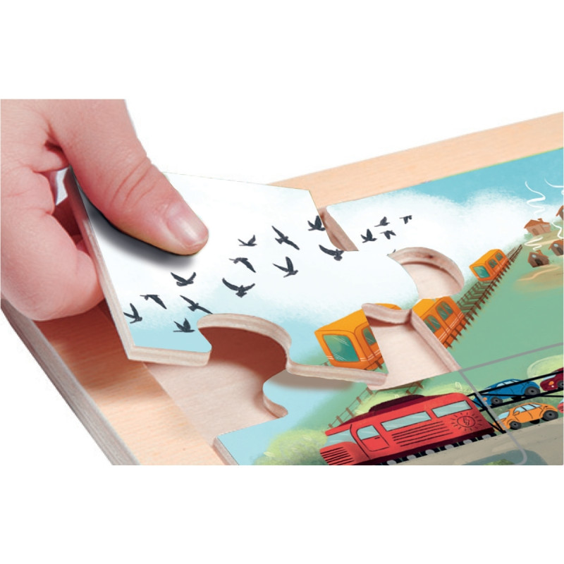 Lot de 4 puzzles à cadre en bois 35 pièces, les transports