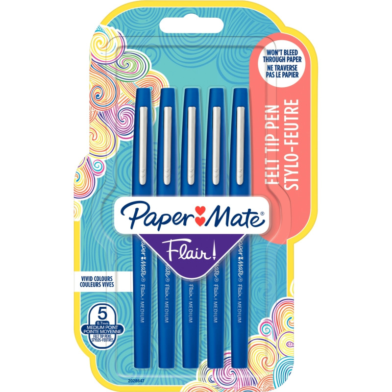Blister de 5 feutres Flair bleus
