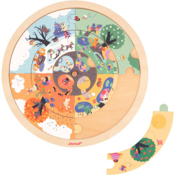 Puzzle d'observation rond recto/verso, le jardin
