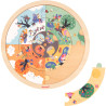 Puzzle d'observation rond recto/verso, le jardin