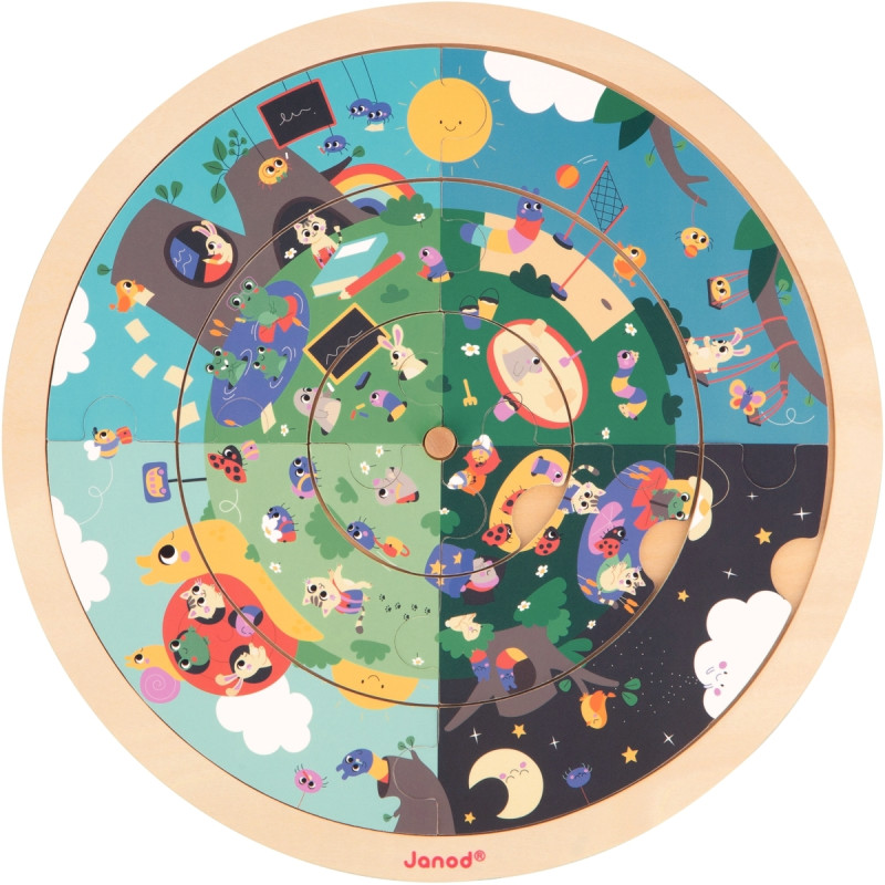 Puzzle d'observation rond recto/verso, le jardin