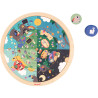 Puzzle d'observation rond recto/verso, le jardin