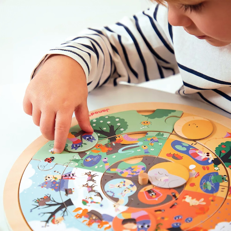 Puzzle d'observation rond recto/verso, le jardin