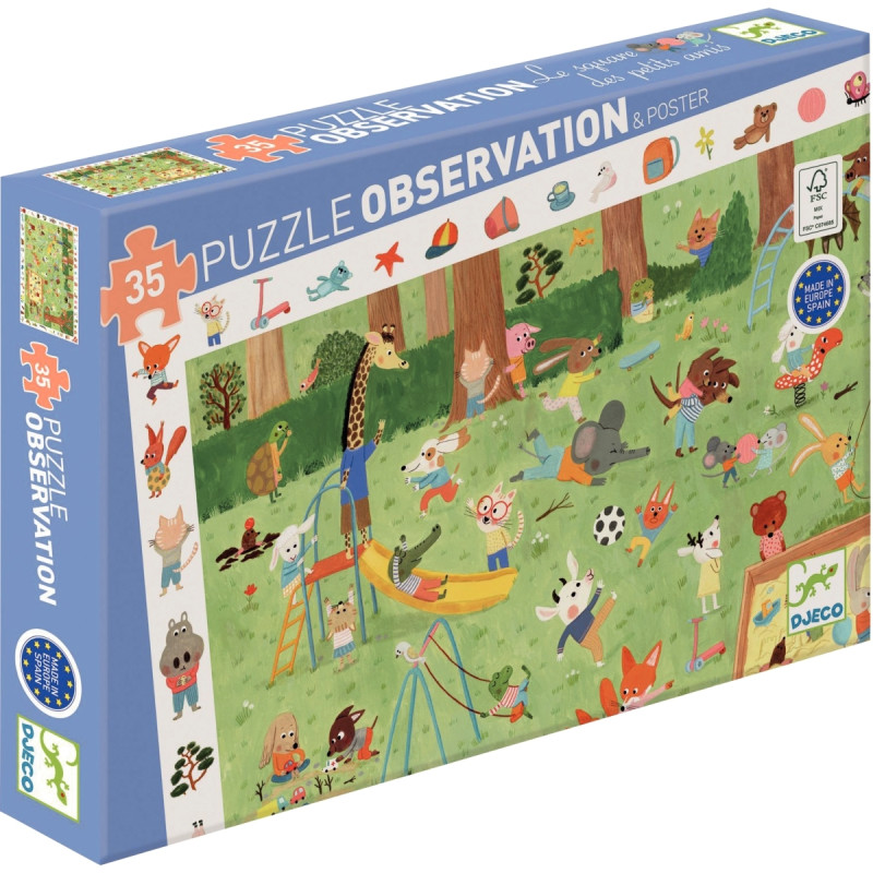 Puzzle d’observation 35 pièces, le square des amis
