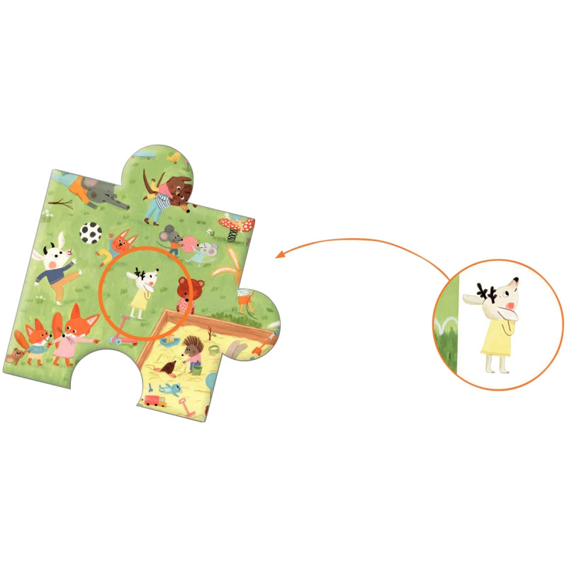 Puzzle d’observation 35 pièces, le square des amis