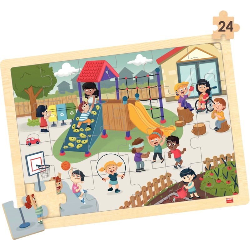 Lot de 4 puzzles à cadre en bois 24 pièces, l'école inclusive