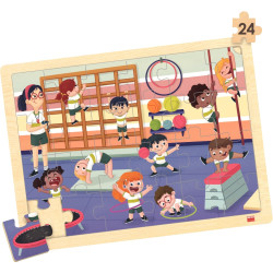 Lot de 4 puzzles à cadre en bois 24 pièces, l'école inclusive