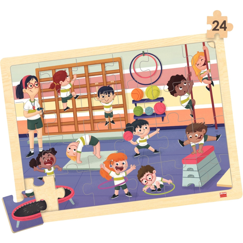 Lot de 4 puzzles à cadre en bois 24 pièces, l'école inclusive