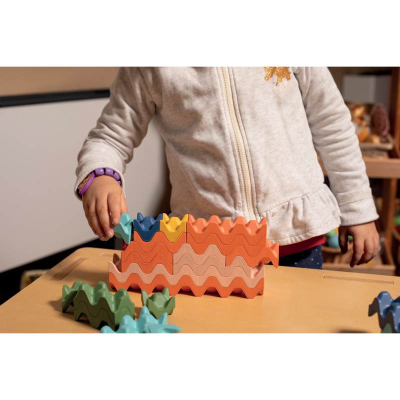 Blocs de construction forme vague, 90 pièces opaques