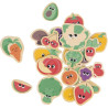 Boite de 24 magnets en bois, fruits et légumes