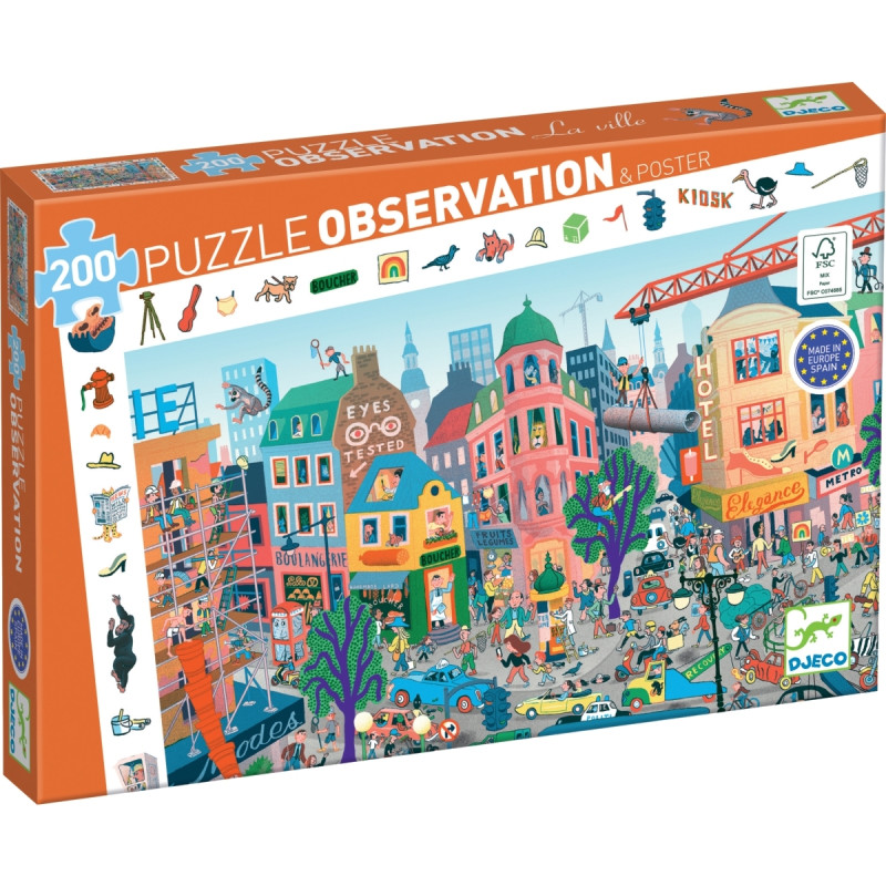 Puzzle d'observation 200 pièces, la ville