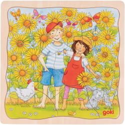 Puzzle 3 niveaux 35 pièces, les tournesols