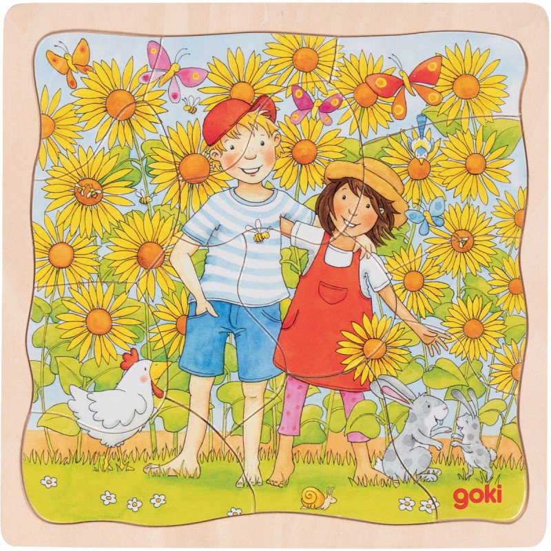 Puzzle 3 niveaux 35 pièces, les tournesols