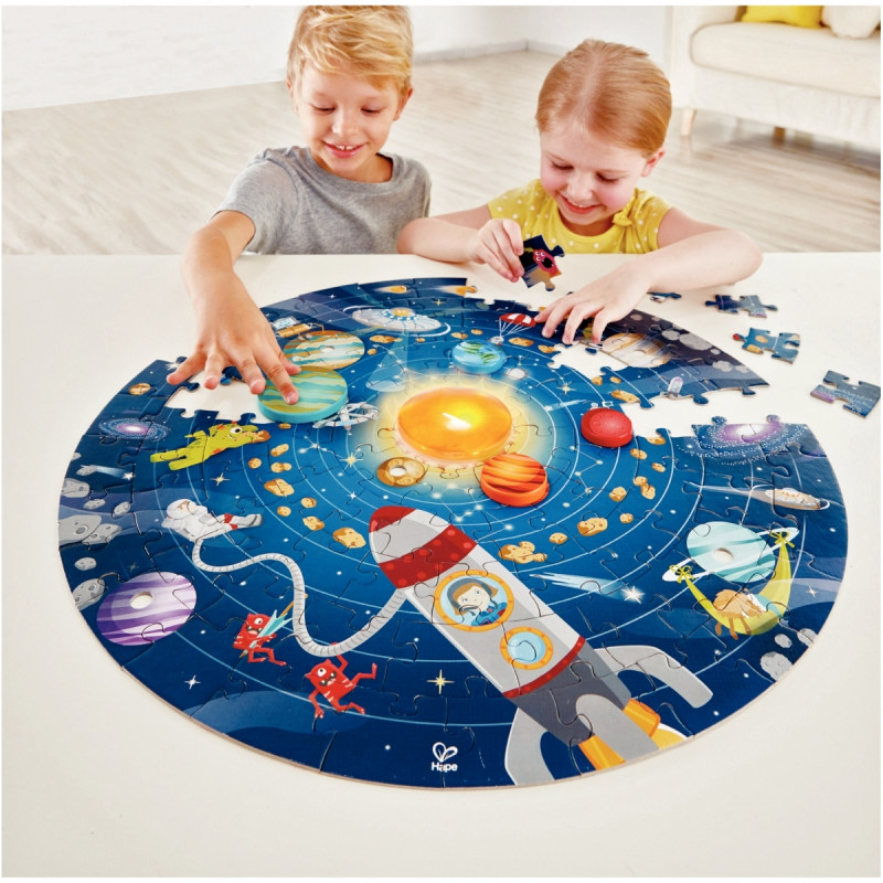 Puzzle rond 102 pièces, le système solaire