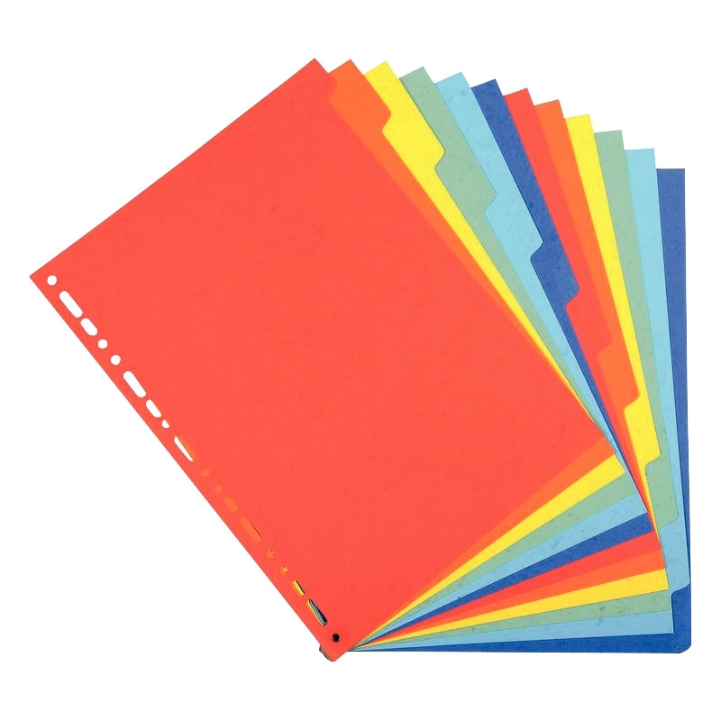 Jeu de 12 intercalaires en carte recyclée 220g, format A4