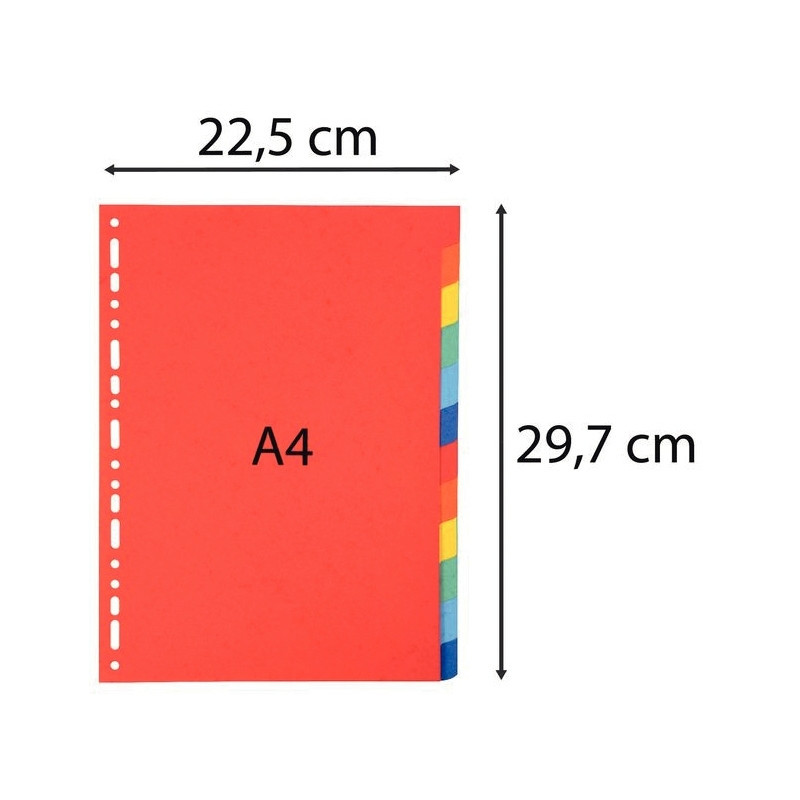 Jeu de 12 intercalaires en carte recyclée 220g, format A4