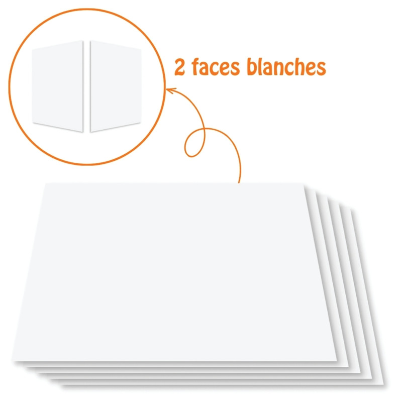 Paquet de 5 feuilles de carton épais, 2 côtés blancs, format 50 x 65 c