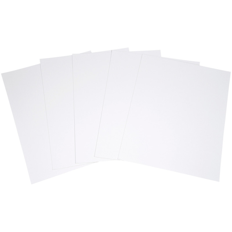 Paquet de 5 feuilles de carton épais, 2 côtés blancs, format 50 x 65 c