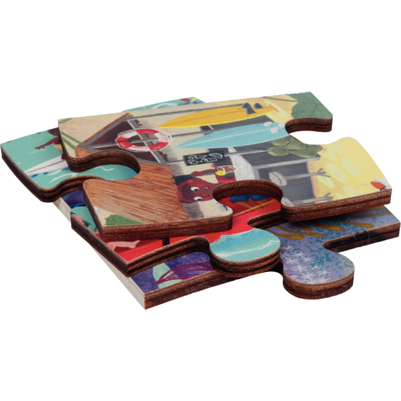 Puzzle de sol 40 pièces en bois, en été
