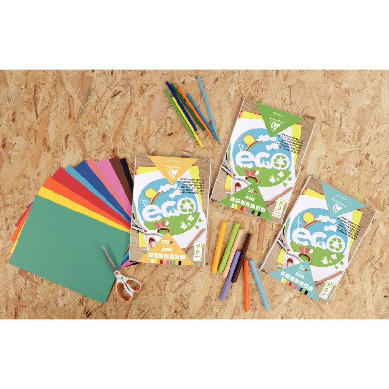 Bloc de 100 feuilles de papier dessin couleur recyclé format A4 80g