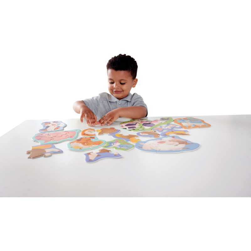 Boite de 10 puzzles contour, les animaux de la ferme