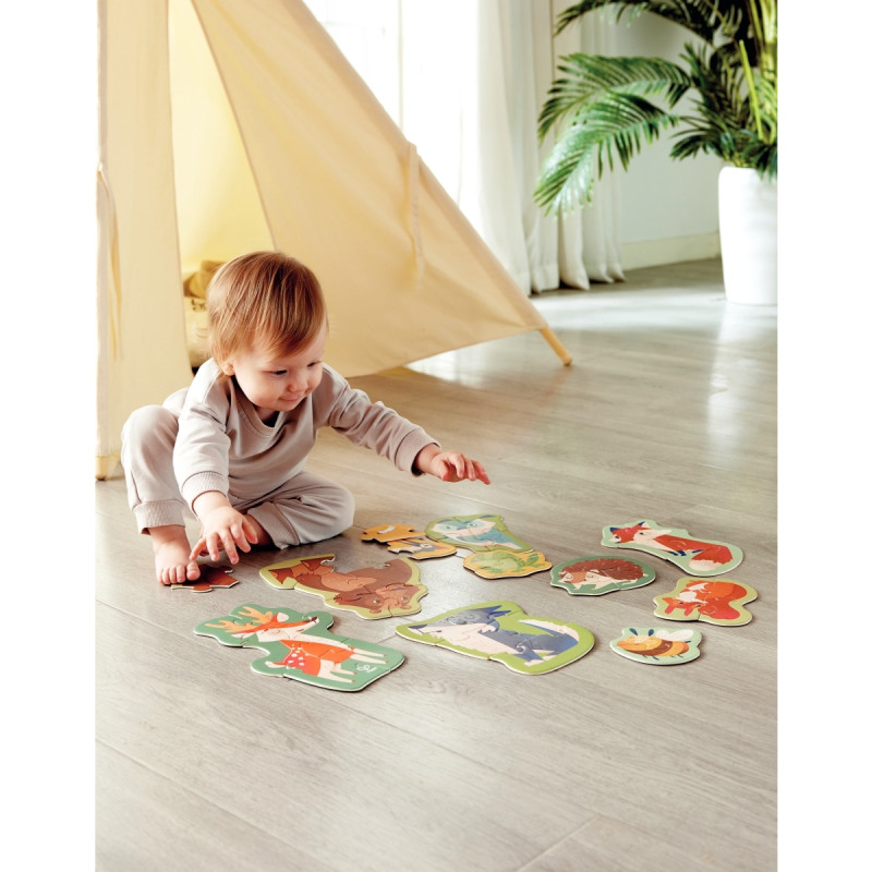 Boite de 10 puzzles contour, les animaux de la forêt