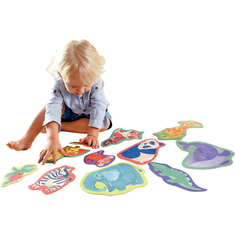 Boite de 10 puzzles contour, les animaux sauvages