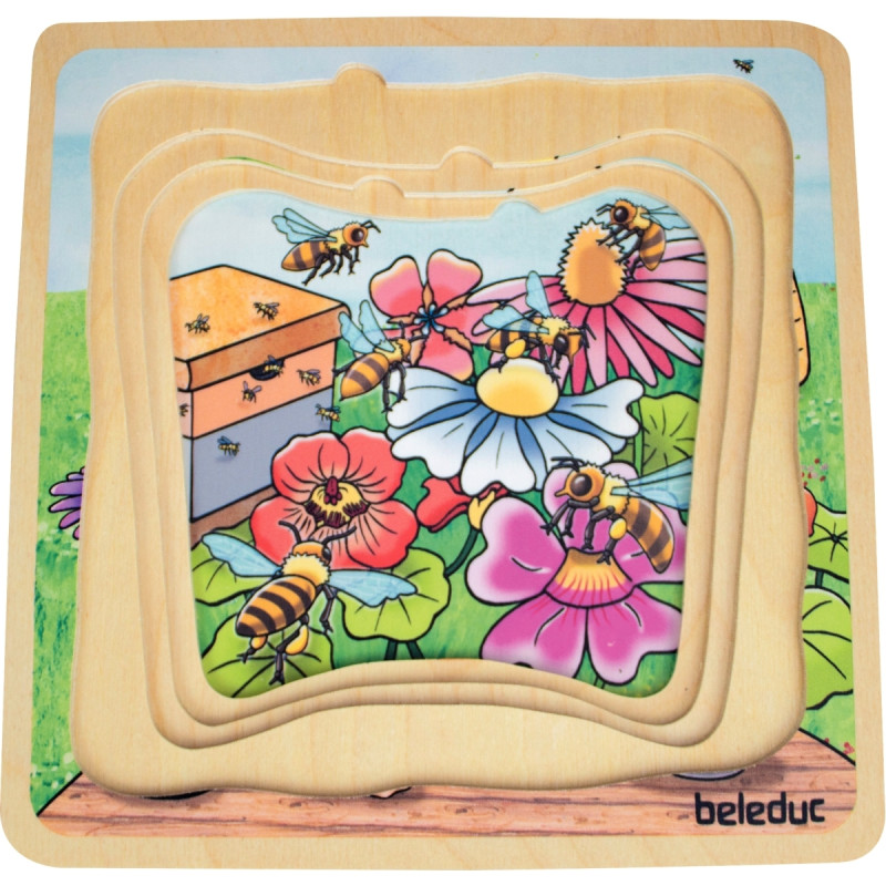 Puzzle 4 niveaux 28 pièces, le miel