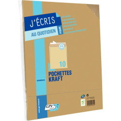 Paquet de 10 pochettes kraft 229x324mm 85g bande siliconée avec zone d