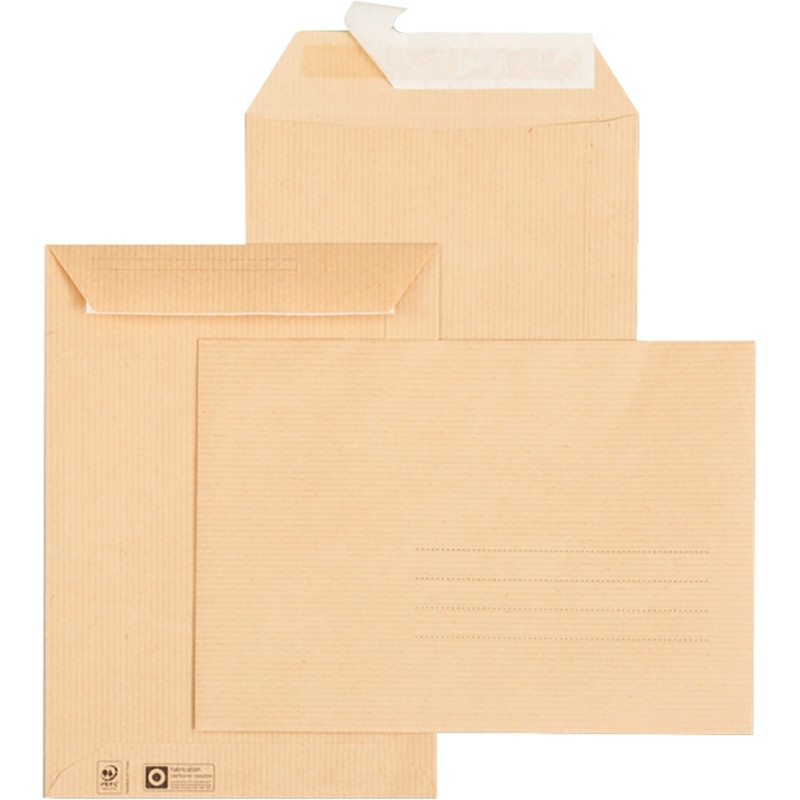 Paquet de 10 pochettes kraft 162x229mm 85g bande siliconée avec zone d